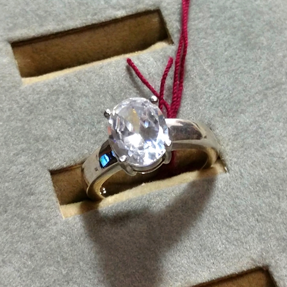 NWT Sterling Silver Oval Halo Cubic Zirconia Diamond Engagement Wedding …